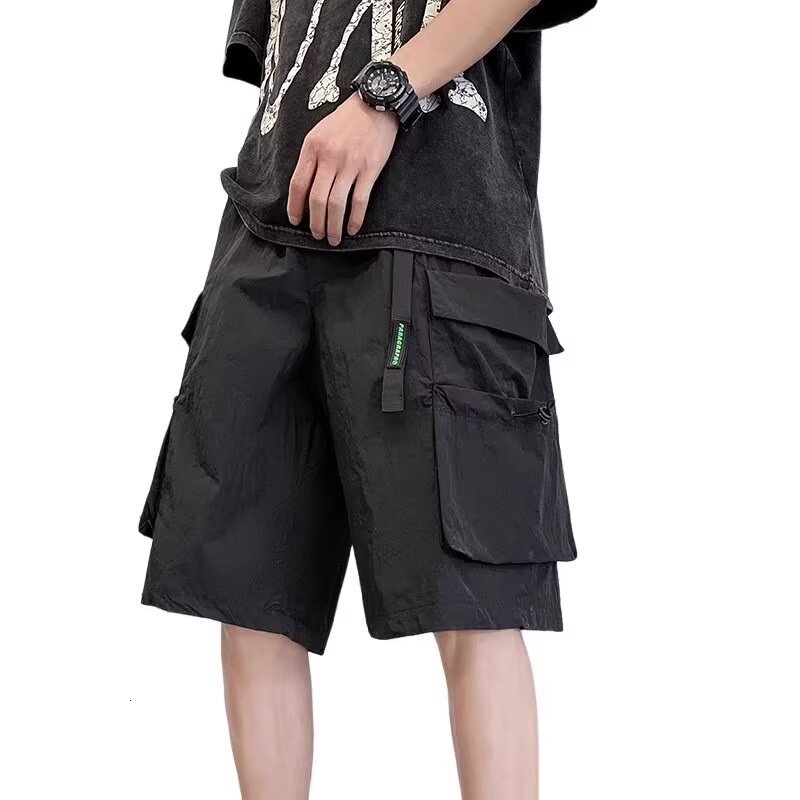 Workwear shorts for men's summer oversized American high street trendy brand functional thin quick drying wide leg casual five part pants