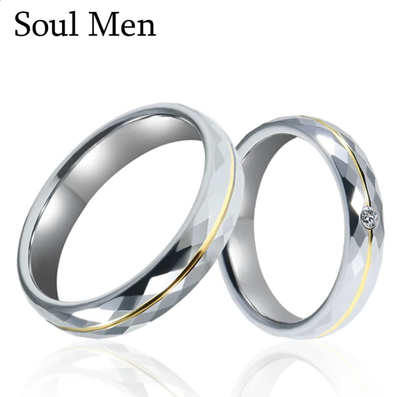 Fashionable 4mm/5mm tungsten ring suitable for women couples wedding bands high polished inlay sparkling stone suitable for engagement rings 250422