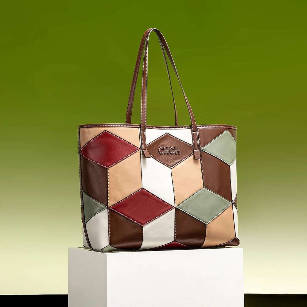 CHCH Tote New Splicing Block Design Women's Bag Large Capacity Handbag Commuter