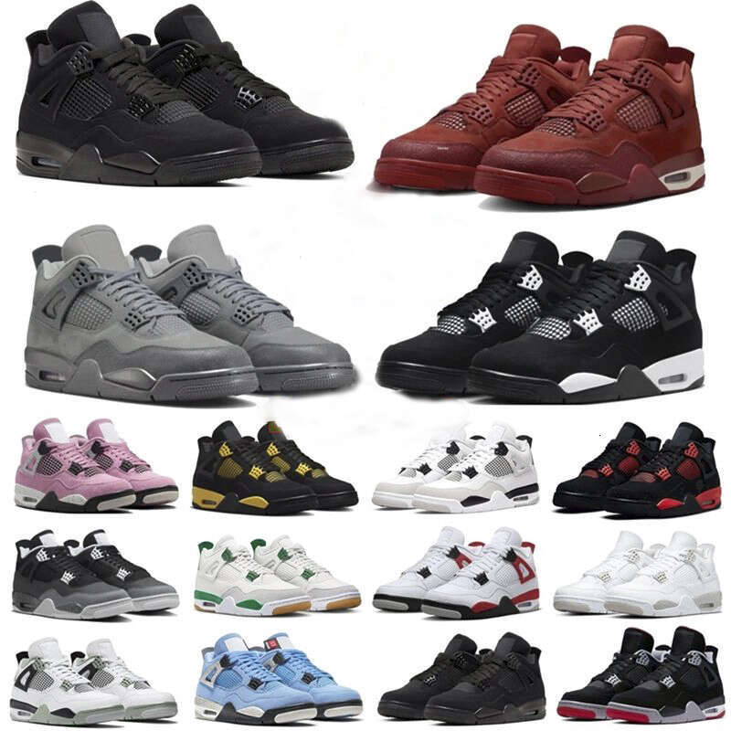 Mens 4 Basketball Shoes Black Cat 4s Sneakers Pizza University Blue White Cement Thunder Pine Green Oreo by Brick Men Women Sports Trainers