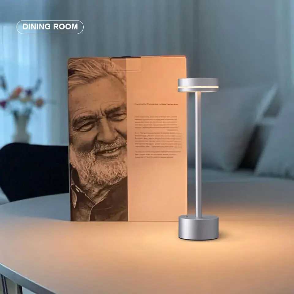 Simple LED Rechargeable Touch Metal Table Lamp Three Colors Bedside Creative Ambient Light Bar Outdoor Decoration Night LightM251125