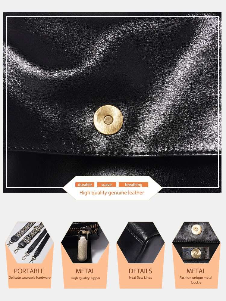 Zency Genuine Leather Vintage Designer Handbag For Women Large Capacity Shoulder Brown Crossbody Flap Bag Zip Purse Sac