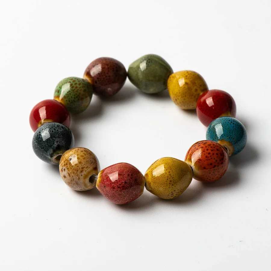 Colorful Ceramic beads bracelets hand made DIY Artware Retro bracelet Jewelery FY361 J251125