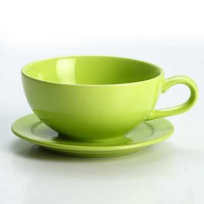 New Design Colourful Coffee Set Coffee Cup and Saucer Underglazed Low Procelain Cappuccino Latte Cup 250ml Y251125