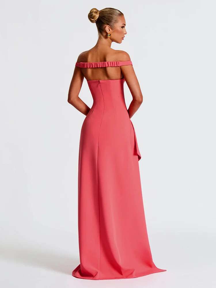 Dongdumaoyi Townlike Slim Bodycon Maxi Long Dress Women Off Shoulder Spring Summer High Split Backless Sexy Party Dresses