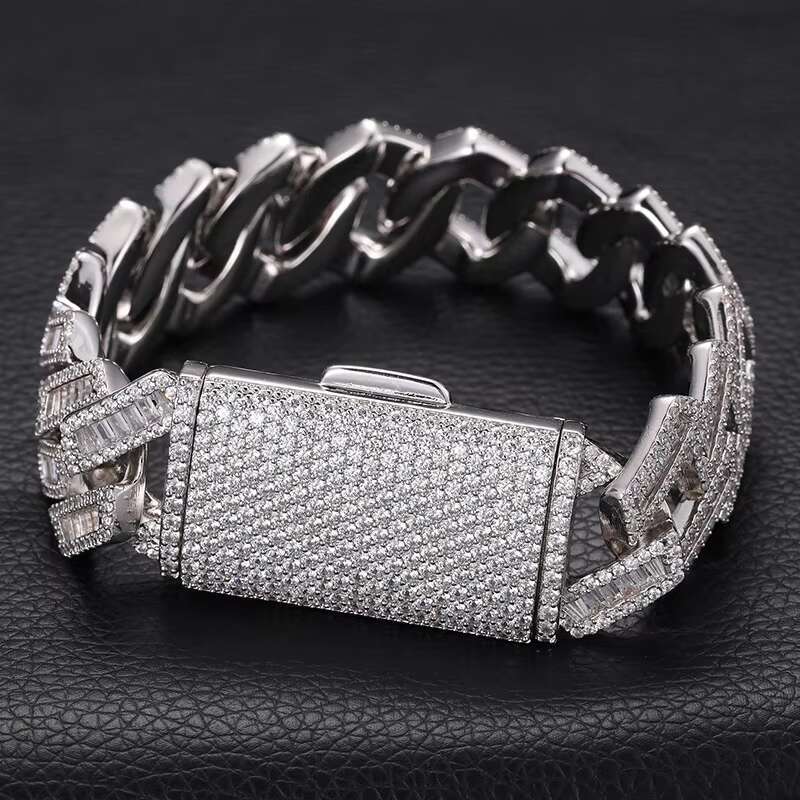 20mm Long Clasp Mixed CZ Diamond Cuban Link Chain Iced Out Rhombus Hip Hop Necklace for Men 18K Gold Plated Brass Bling Jewelry