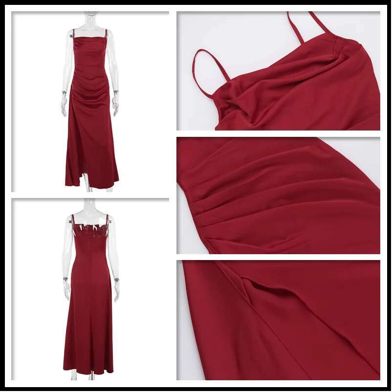 Dongdumaoyi Townlike Slim Bodycon Elegant Maxi Long Dress Women Spaghetti Strap Summer High Split Backless Sexy Party Dresses