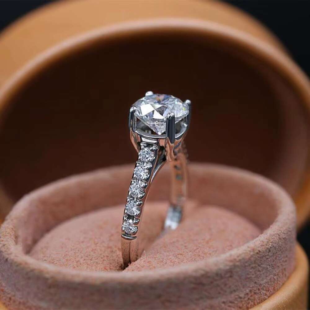 Moissanite Solitaire Wedding Ring Goldmoissanite Ring Engagement Bands or Rings Certified 1.20 Ct Round Shape Genuine White