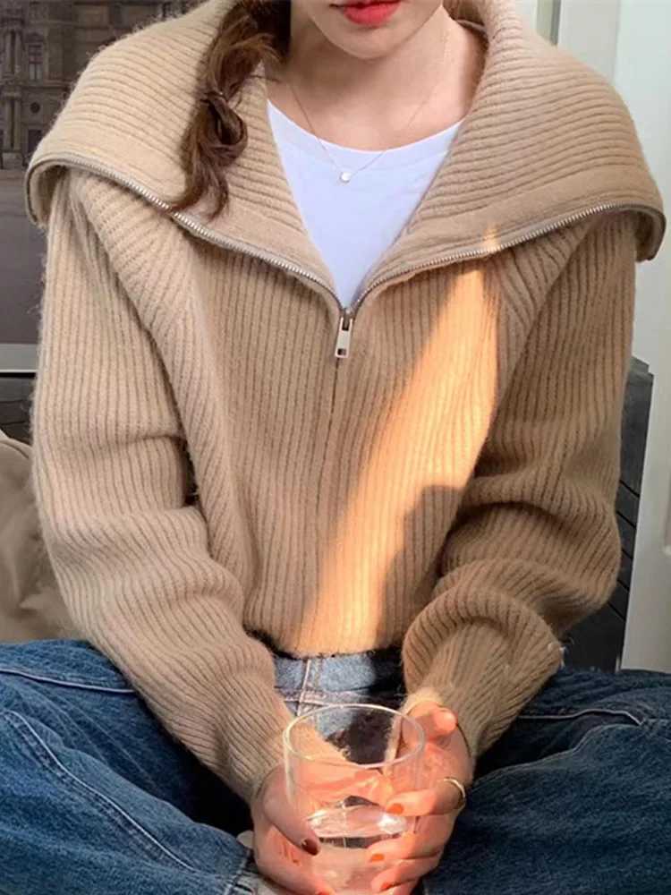 Women Autumn Winter Long Sleeve Sweater Coat Office Lady Casual Slim Knit Tops New Fashion Zipper Knitted CardiganT251125