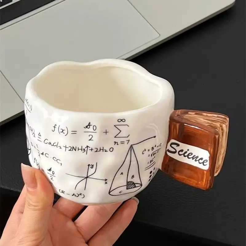 Science Formula Pattern Coffee Mug Ceramic Cups With Handle Handmade Irregular Cup Gift For Physics Chemistry and Math Teacher Y251125