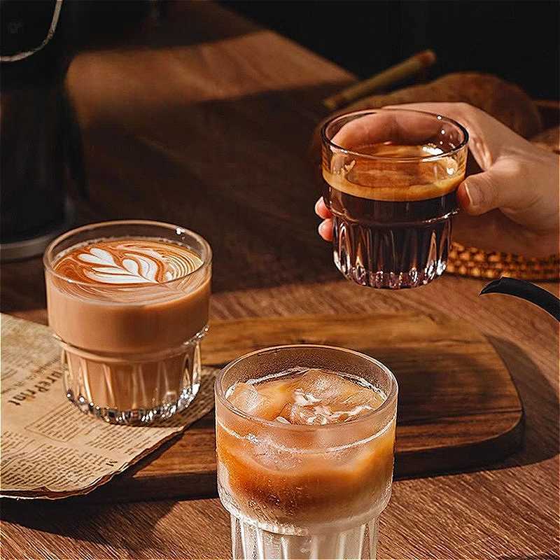 155ml/250ml/316ml Vintage American Coffee Mug Latte Mocha Coffee Cups Heat-resistant Drinking Glasses Transparent Cappuccino Cup Y251125