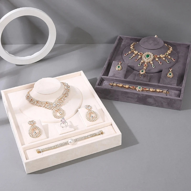 Women Jewelry Packaging Velvet Gift Box Elegant Necklace Earrings Bracelet Ring Kit Display Tray Case for Stores Exhibition 250424