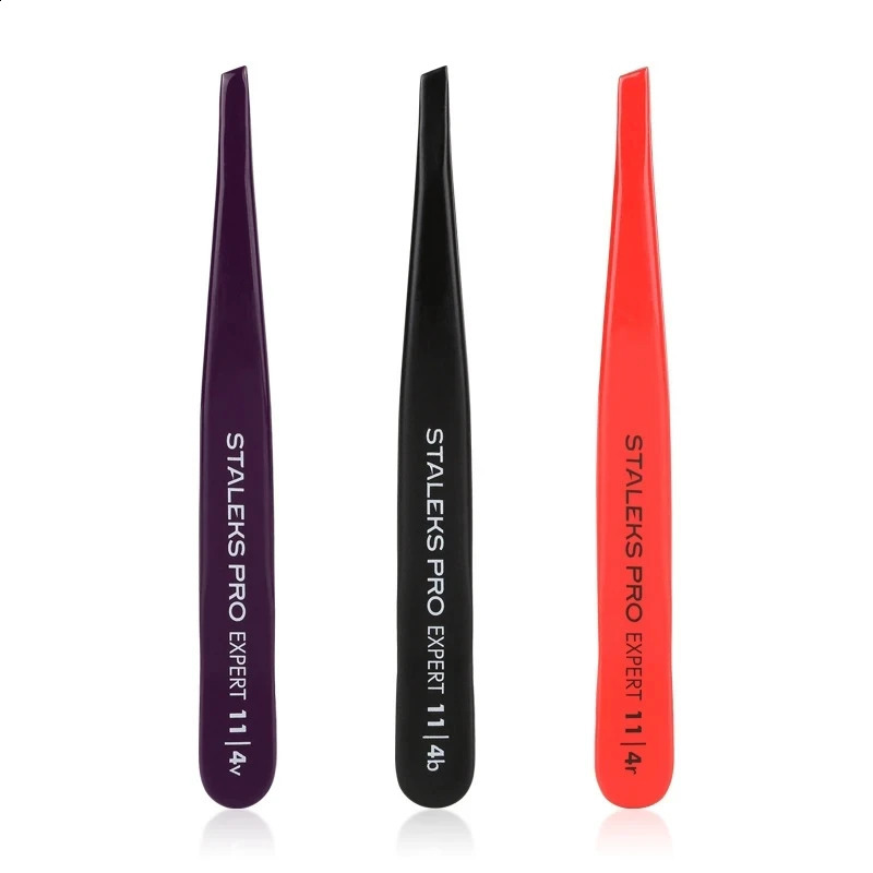 STALEKS TE-11-4 Eyebrow Tweezers Stainless Steel Oblique Mouth Beard Clips Hair Removal Pincer Eyelash Extension Makeup Tools 250422