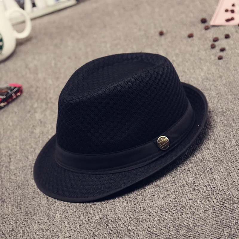 British Jazz Hat Breathable Mesh Pendant Beach Hat Foldable Spring and Summer Sun Hat 250423