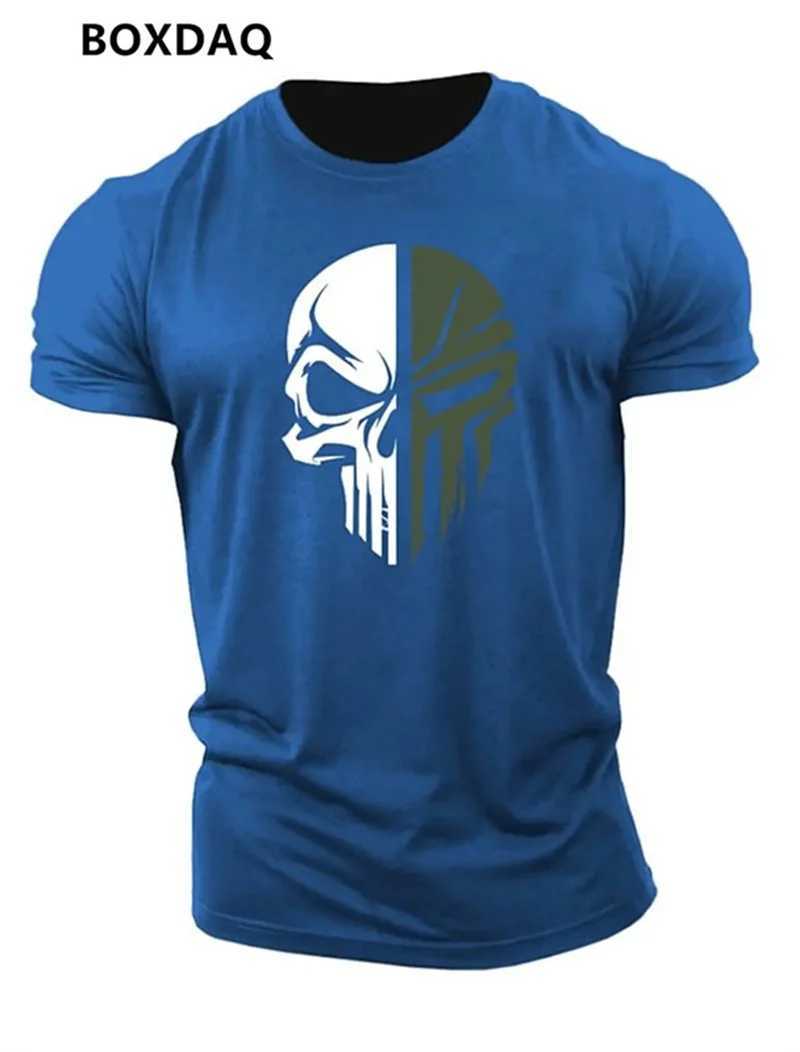 Military Skeleton Mens Gothic T-shirt Summer Short Sleeve 3D Printed Street Gym Sportswear Top 6XL Plus Size Loose Casual Mens T-shirt W250425