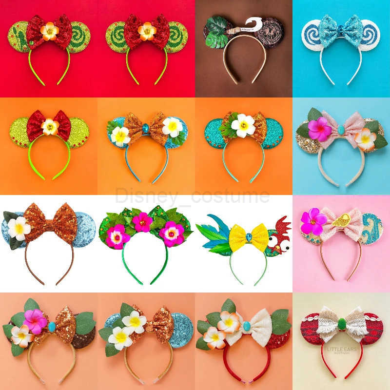 Disney Moana Ears Headbands for Kids Hook Bow Maui Hair Accessories Women Frangipani Flowers Hairband Girl Spiritual Conch Headwear X250425
