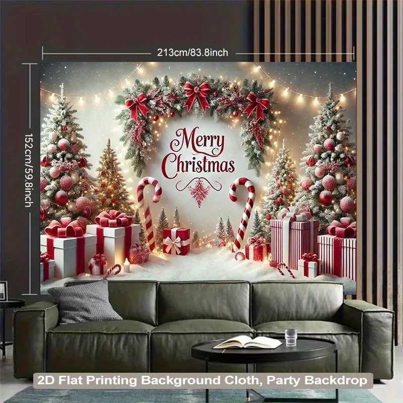 VIKAMA Elegant Christmas Tree Wall Tapestry Living Room Bedroom Office Winter Wonderland Festival Wall Decoration TapestryM251125