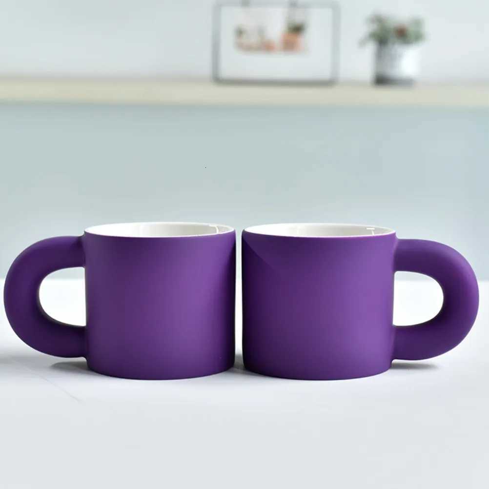 Ins Style Purple Ceramic Mug Frosted Coffee Milk Cup Household Coffee Cup Breakfast Cups Ceramics Pottery Kitchen Accessories Y251125