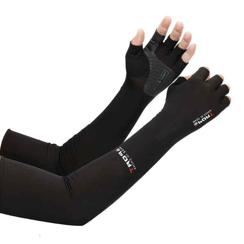 1Pcs Ice Silk Sunscreen Five Finger Sleeves Mens And Womens Outdoor Thin Style Arm Cover For Driving Cycling Fishing Running 250424
