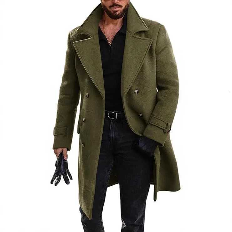 Winter Men Overcoat Thicken Long Sleeve Business Casual Male Windbreaker Turn Down Collar Double-breasted Comfortable Man JacketT251125