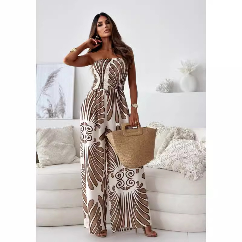 2024 autumn new one shoulder strapless chest hugging waist jumpsuit for women