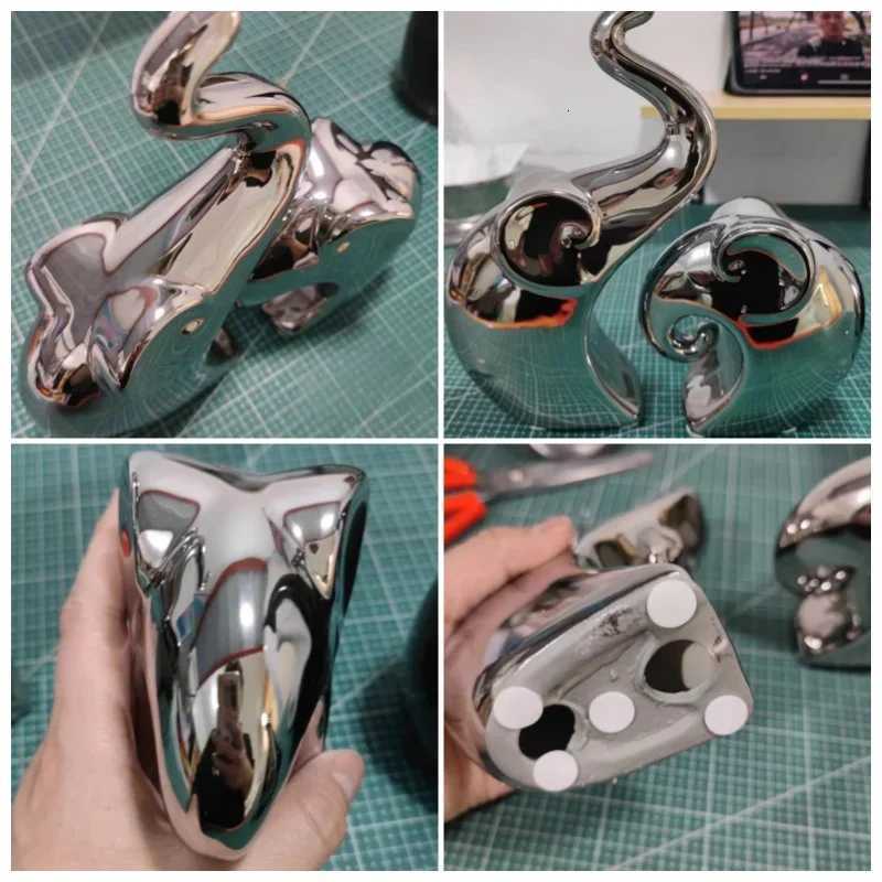 Luxury Nordic Ins Ceramic Ornaments Elephants/Deers/Giraffes Black/White/Silver Porcelain Decoration Home Decor Figurines Y251125