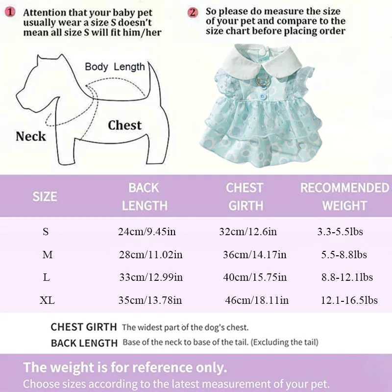 Pet Clothing Dog Dress Small Dogs Double-Layered Pet Dress Puppy Apparel with D-Ring Blue Cat Clothes for Wedding Party Birthday M251208