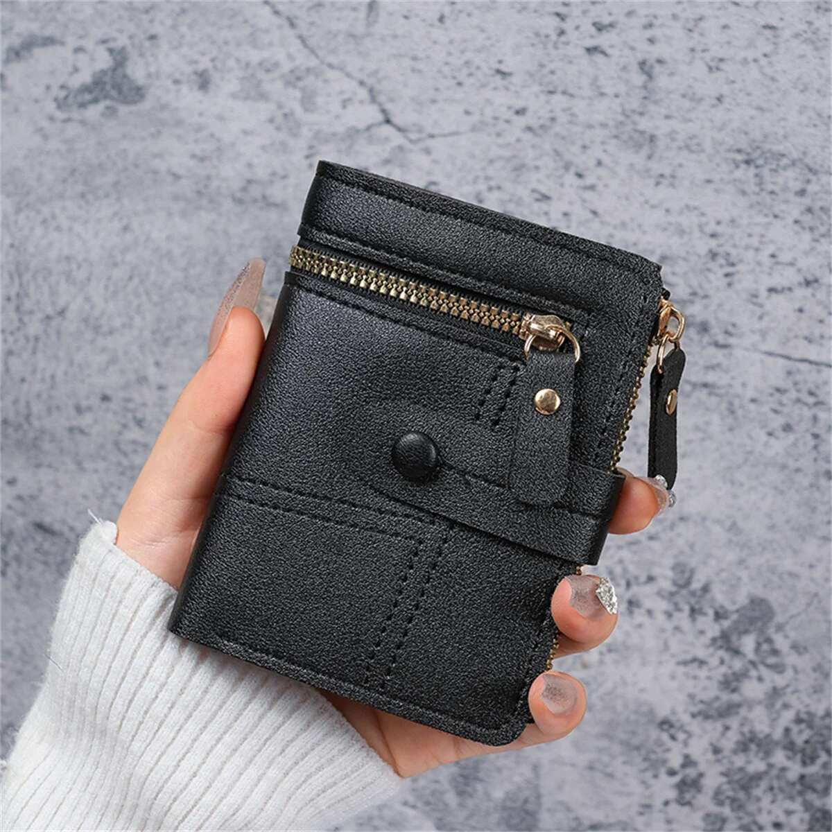 Wallet New Button Female Solid Color Thin Ladies Wallet Card Clip Short Coin Purse Cross-Border Wholesale