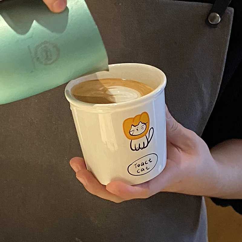 Ceramic Coffee Mug with Cute Cartoon Toast Kitten Creative Design Home Office Drinking Cup Breakfast Coffee Milk Cup 350ml Y251125
