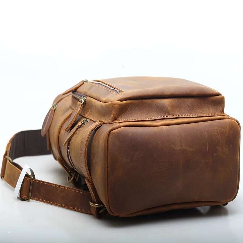Designer Bag Zency Men's Shoulder Cowhide Large Travel Computer Bag Schoolbag Retro Business Backpack Genuine Leather