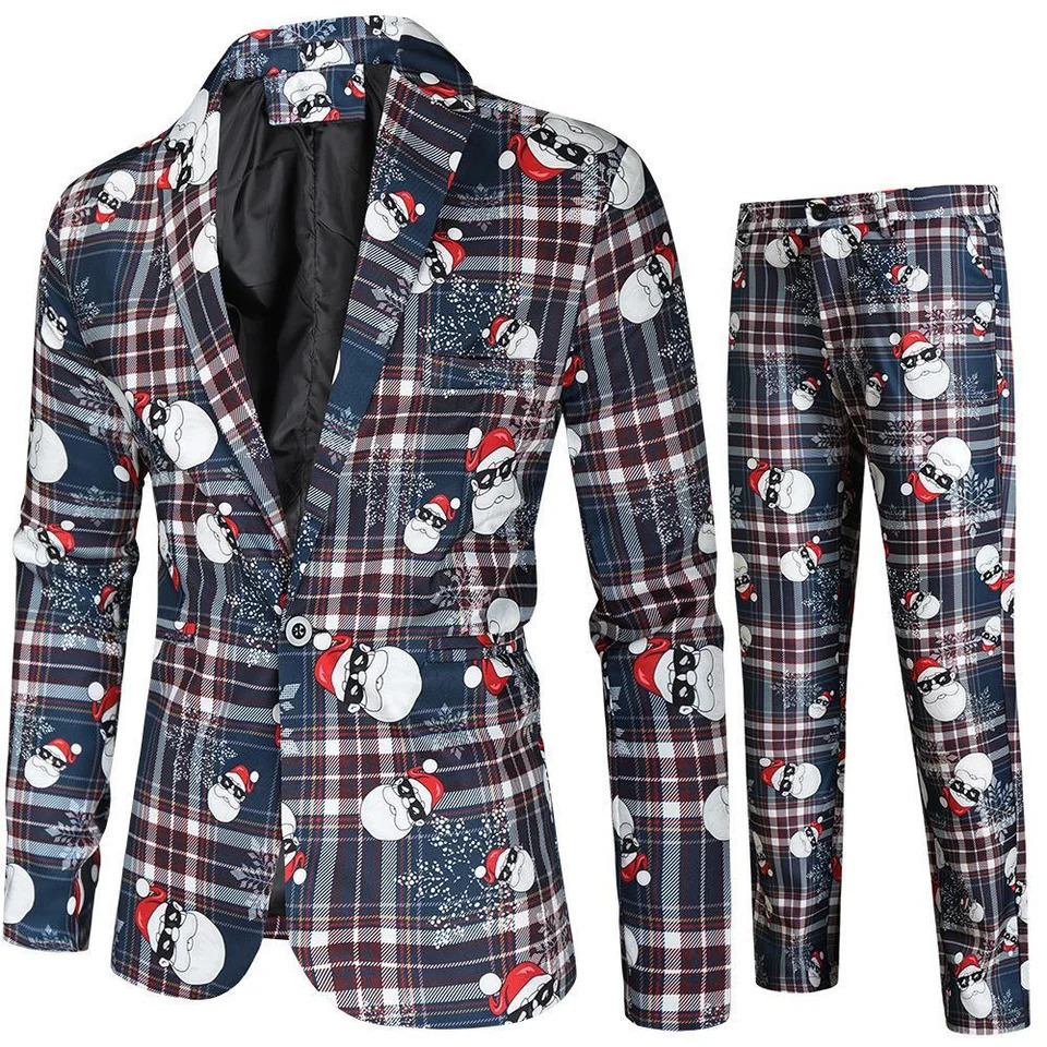 Mens Christmas Ugly Blazer Jacket Coats Long Sleeve Tops Xmas Santa Party Blazers Business Jacket Halloween Prom Suit Clothesing 251124