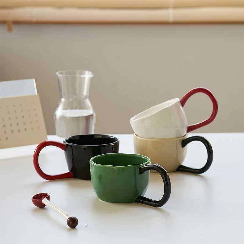 Household Large Capacity Ceramic Coffee Cup Daily Solid Color Office Creative Water Mugs Simple Restaurant Breakfast Milk Cup Y251125