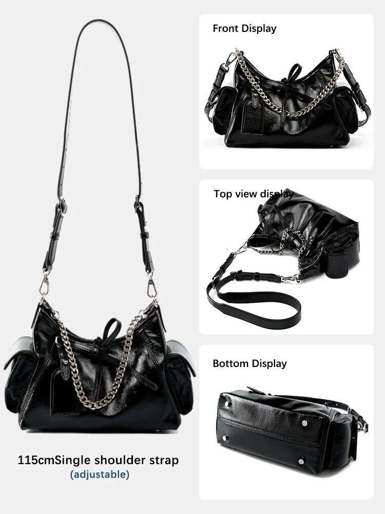 Zency 2024 Stylish Soft Leather Top-Handle Chain Handbag For Women Bag Black Beige Crossbody Sac Underarm Bags