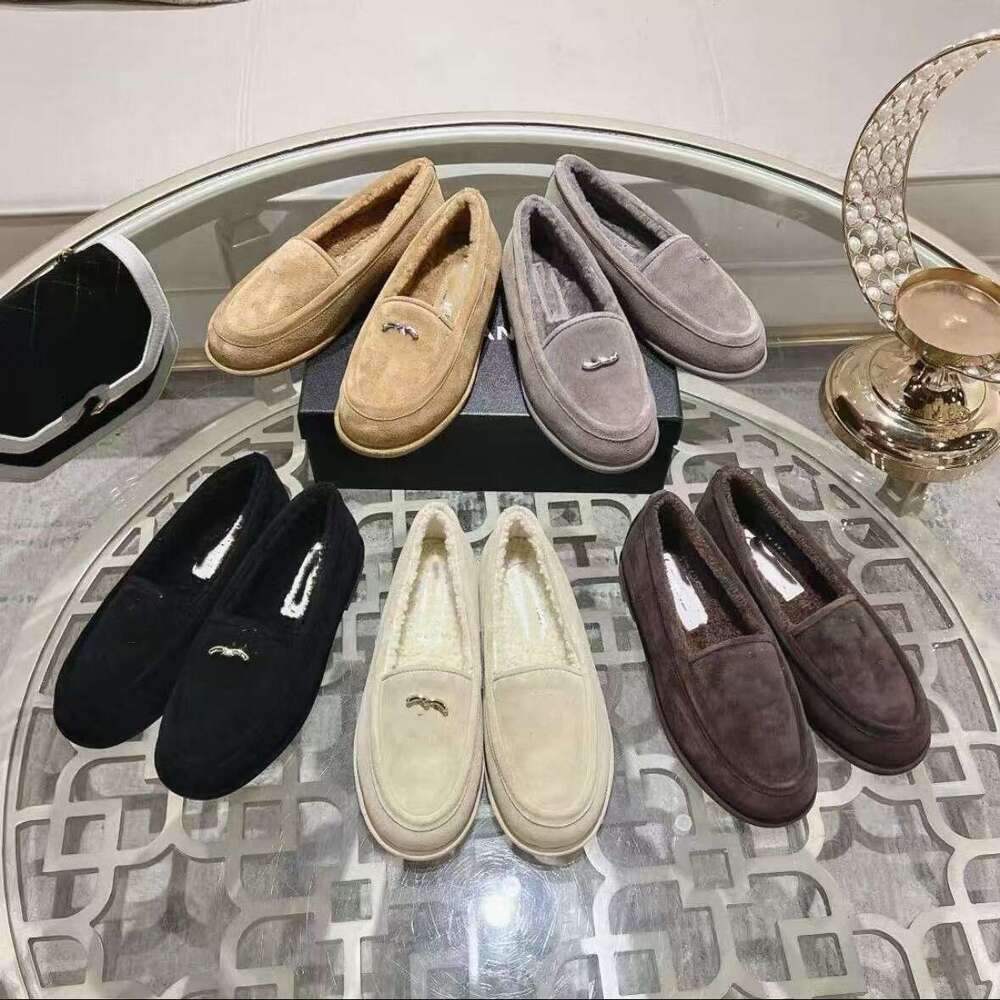 Top quality woman shoe Designer loafer Luxury fashion shoes Slides Suede Shearling flat Fur shoes Mary Jane Moccasin Ballet loafer womens Cozy Winter Penny Loafers