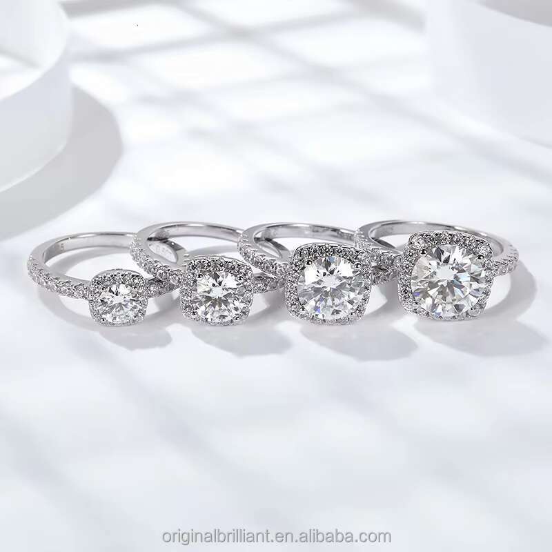 Starsgem Women Jewelry 0.5CT 1.0CT 2.0CT 3.0CT D VVS Moissanite S925 Sterling Silver Engagement Ring