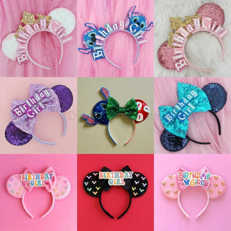 Disney Lilo Stitch Girls Headbands Green sequins Bow Headbands Childrens Cartoon Leaf Hair Accessories Womens Sewing Headbands X250425