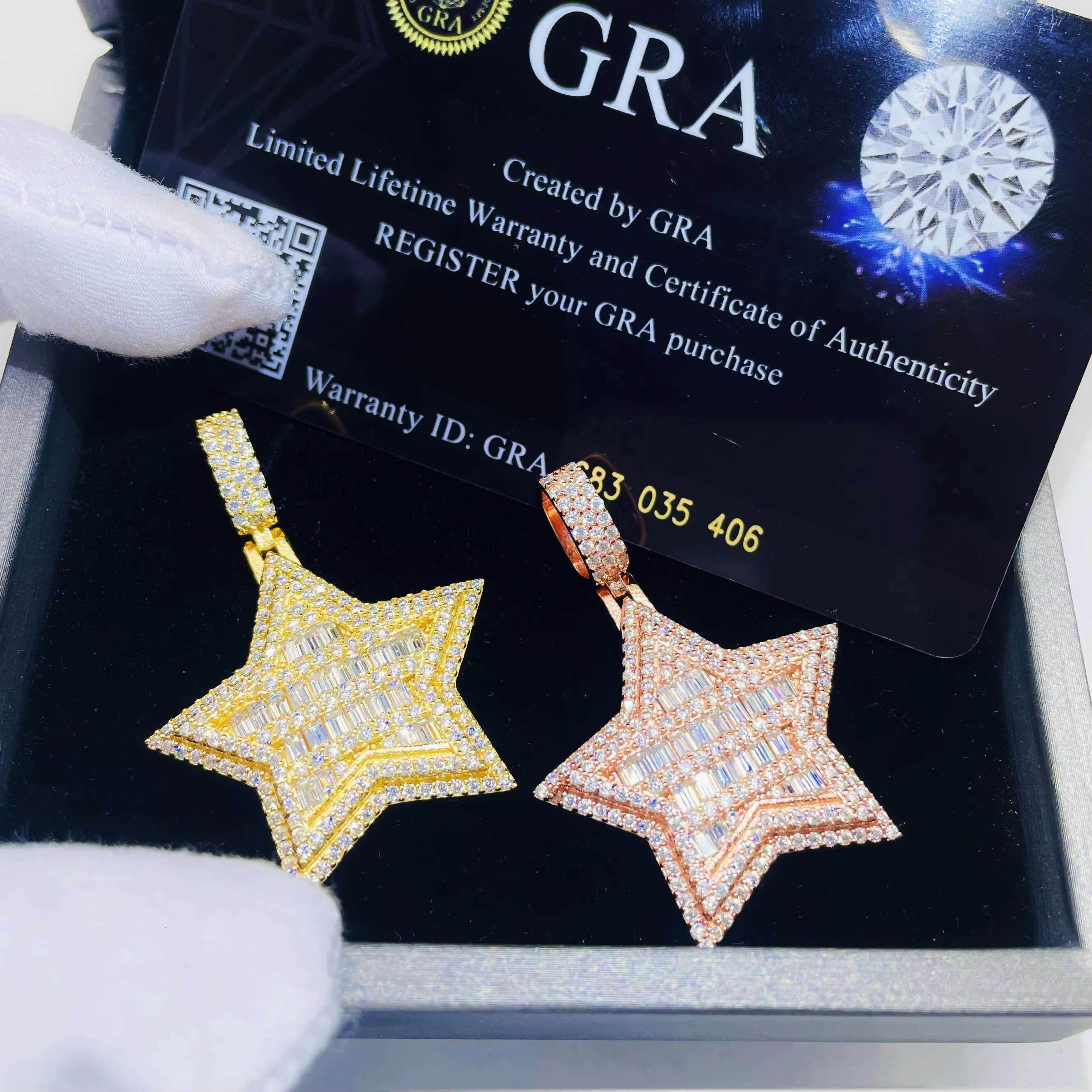 Moissanite Jewelry Hip Hop Star Pendant VVS Lab Grown Diamond Baguette Iced Out Custom Pendant
