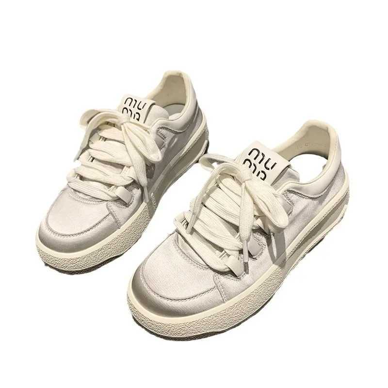 Nichesilk Early Spring 2024 New Womens Shoes Soft Bottom Casual Sports Shoes Thick Face White Shoes Soft BottomC250425