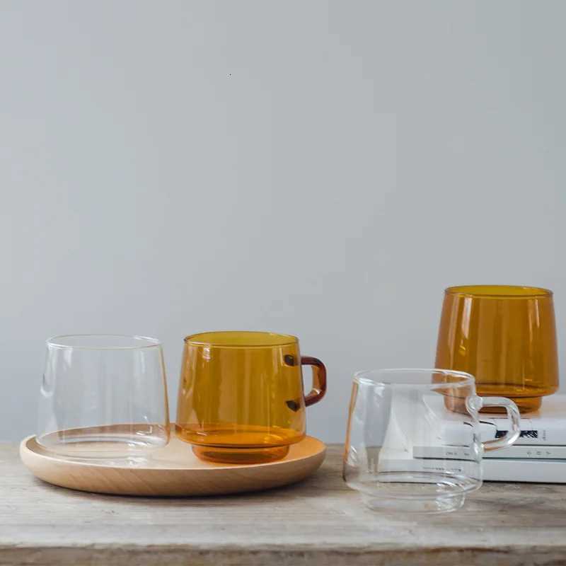 Colored Glass Mug Cup 350ml Heat Resistant Amber Blue Green Stackable Glass Cup Coffee Tea Cup 1PC Y251125