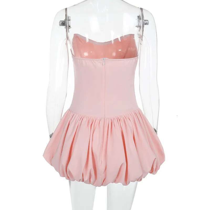 Dongdumaoyi Townlike Waist Wrap A Line Pleated Ball Gown Dress Women Mini Spring Summer Backless Nightclub Sexy Party Dresses