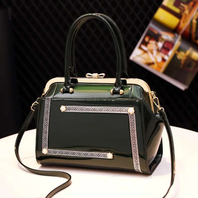Spring new patent leather pearl metal rhinestone car ing handbag banquet dress daily one-shoulder cross-body women's bag
