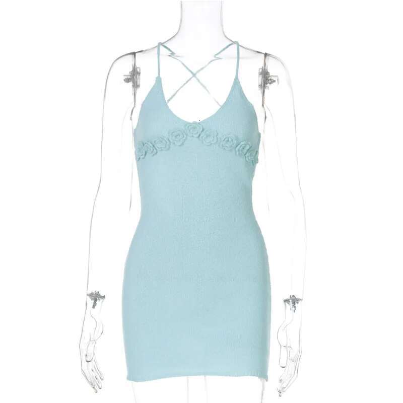 Dongdumaoyi Townlike Knitted Slim Bodycon Dress Women Spaghetti Strap Mini Spring Summer Backless Nightclub Sexy Party Dresses