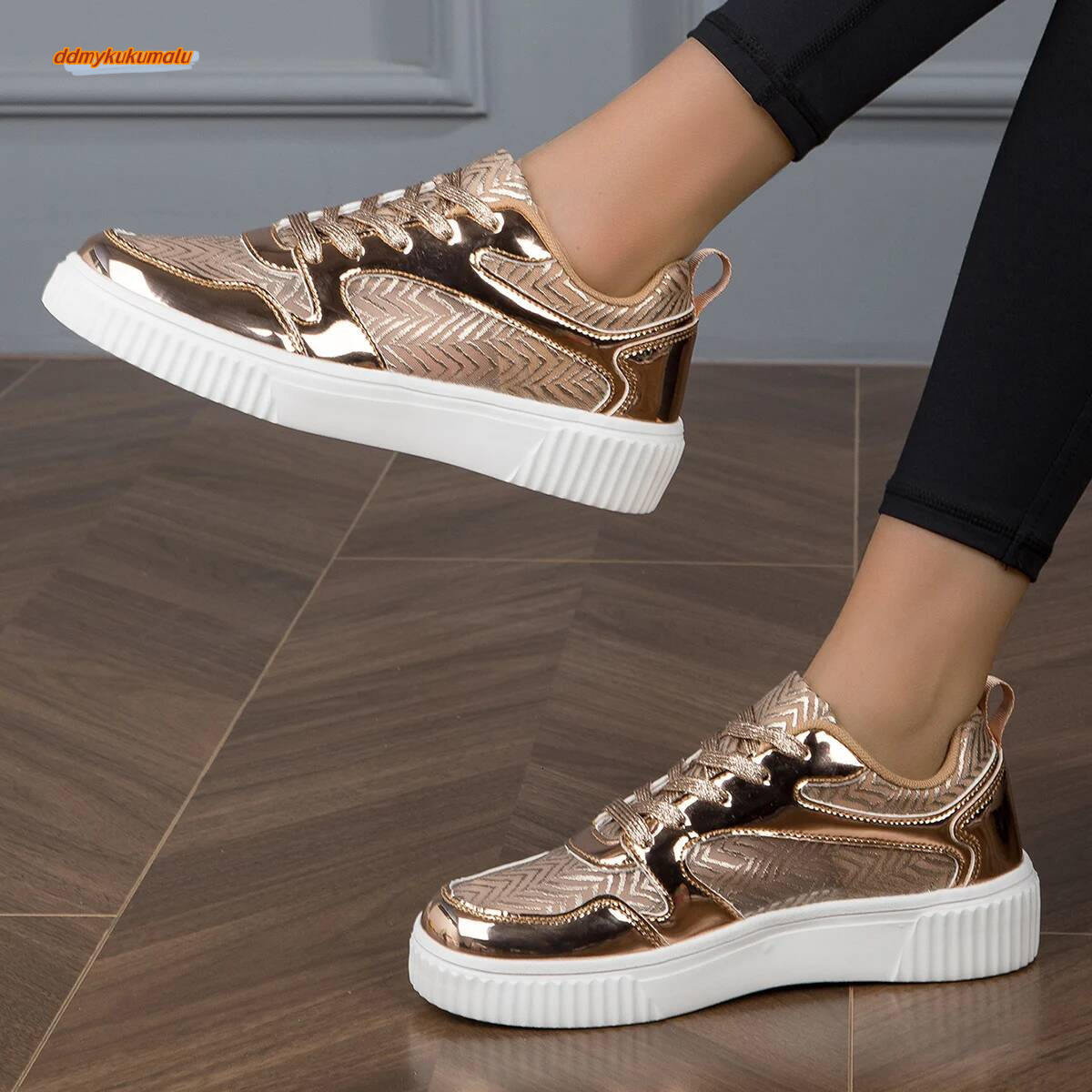 Metal Color Sneakers Casual Vulcanized Sport Fashion White Shoe for Woman Flats Shoes Summer Breathable shoes Women ddmykukumalu