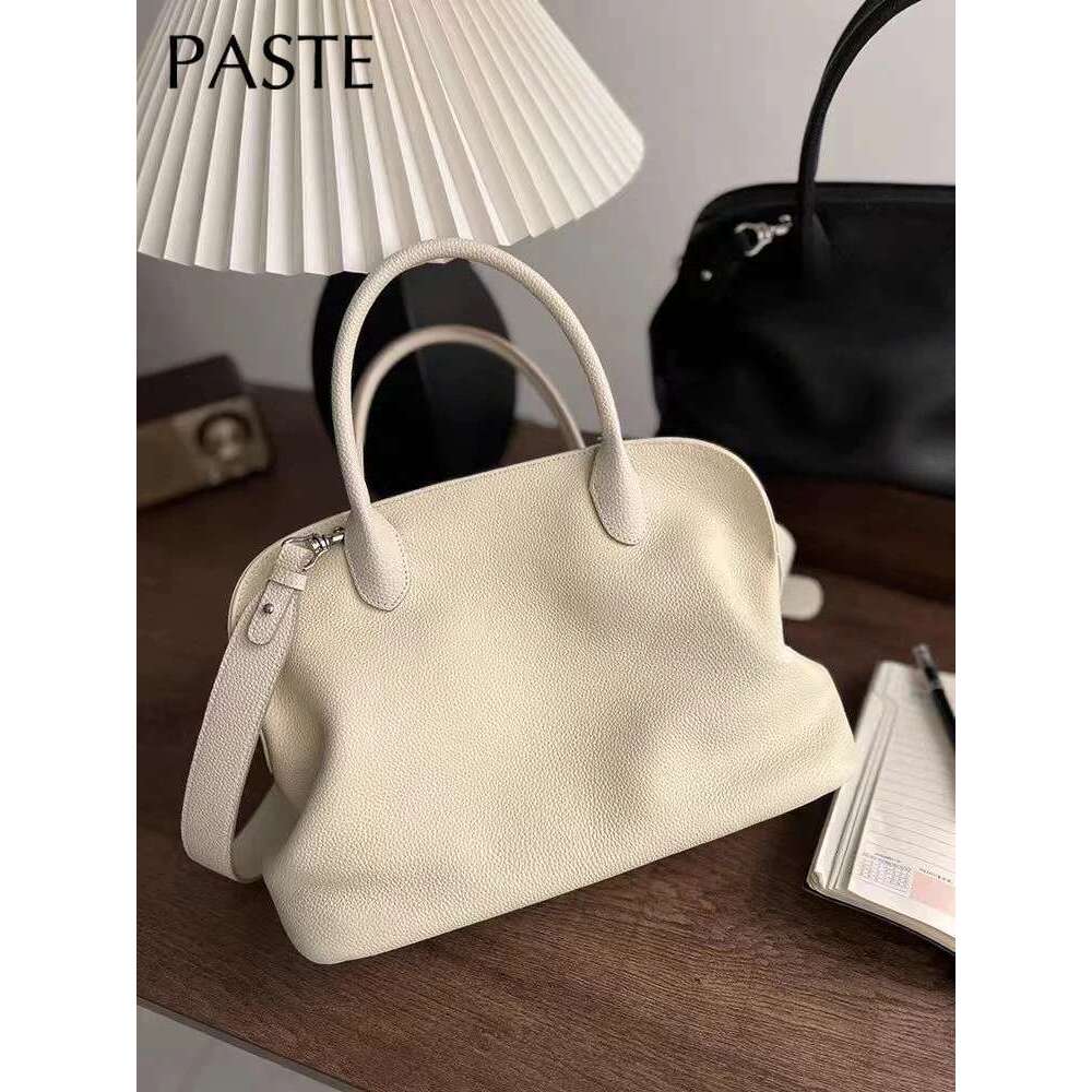 Designer Bag White Soft Large Capacity Women Tote With Contours Imported Cow Leather Business OL Ladies Shoulder Bag Cowskin Handbag