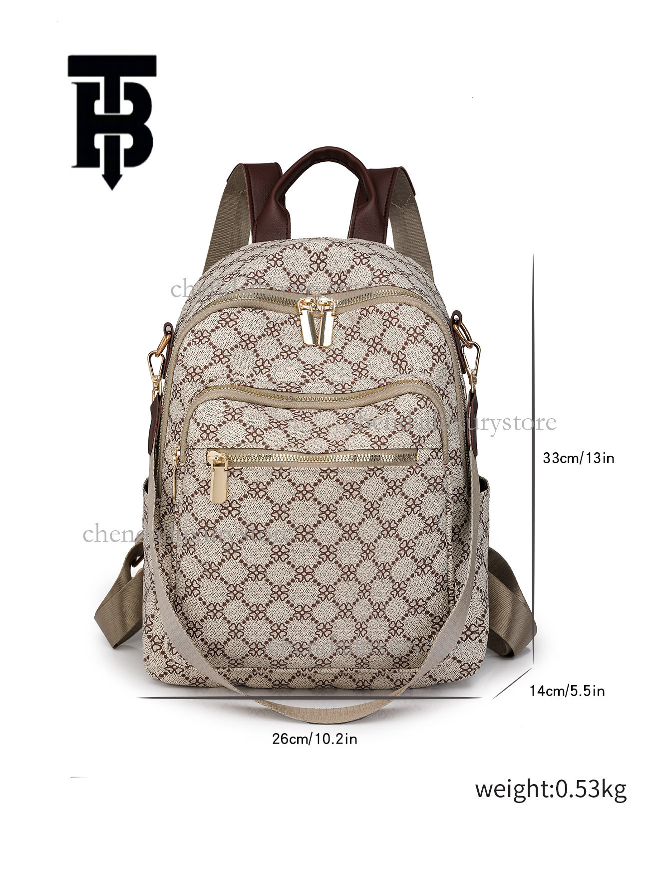 TB BHULAMTE Leather Backpack Large Capacity Womens Travel Bag with Fashion Pattern Multi Purpose Leisure Handbag 1100368158