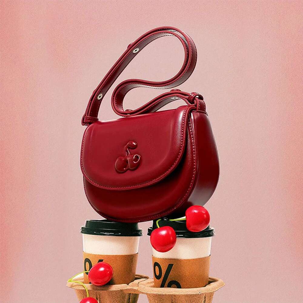 TOUTOU Original Cherry Square New Exquisite Small Handbag Holiday Gift Shoulder Crossbody Bag