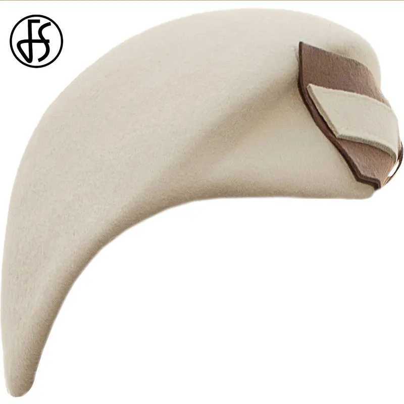 FS Vintage Wool French Beret Hats Women Fedora Black Felt Hats Winter Big Bow Elegant Ladies Church Hat Wedding Berret Femme J251125