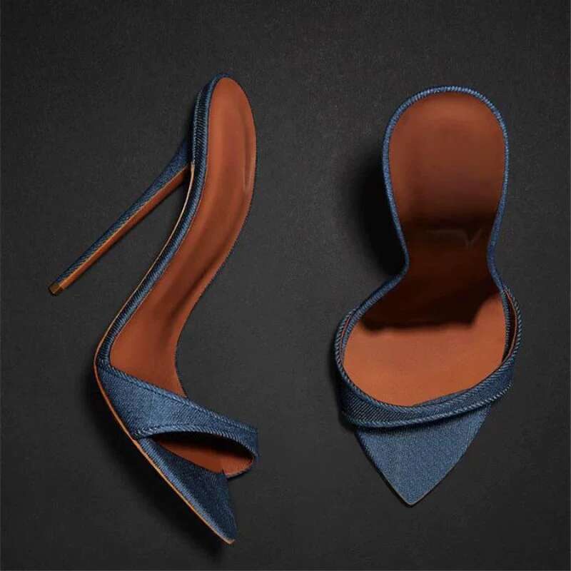 Summer new pointed patent leather sequins with sexy fashion slippers stilet high-heeled banquet dress large size women's sandals