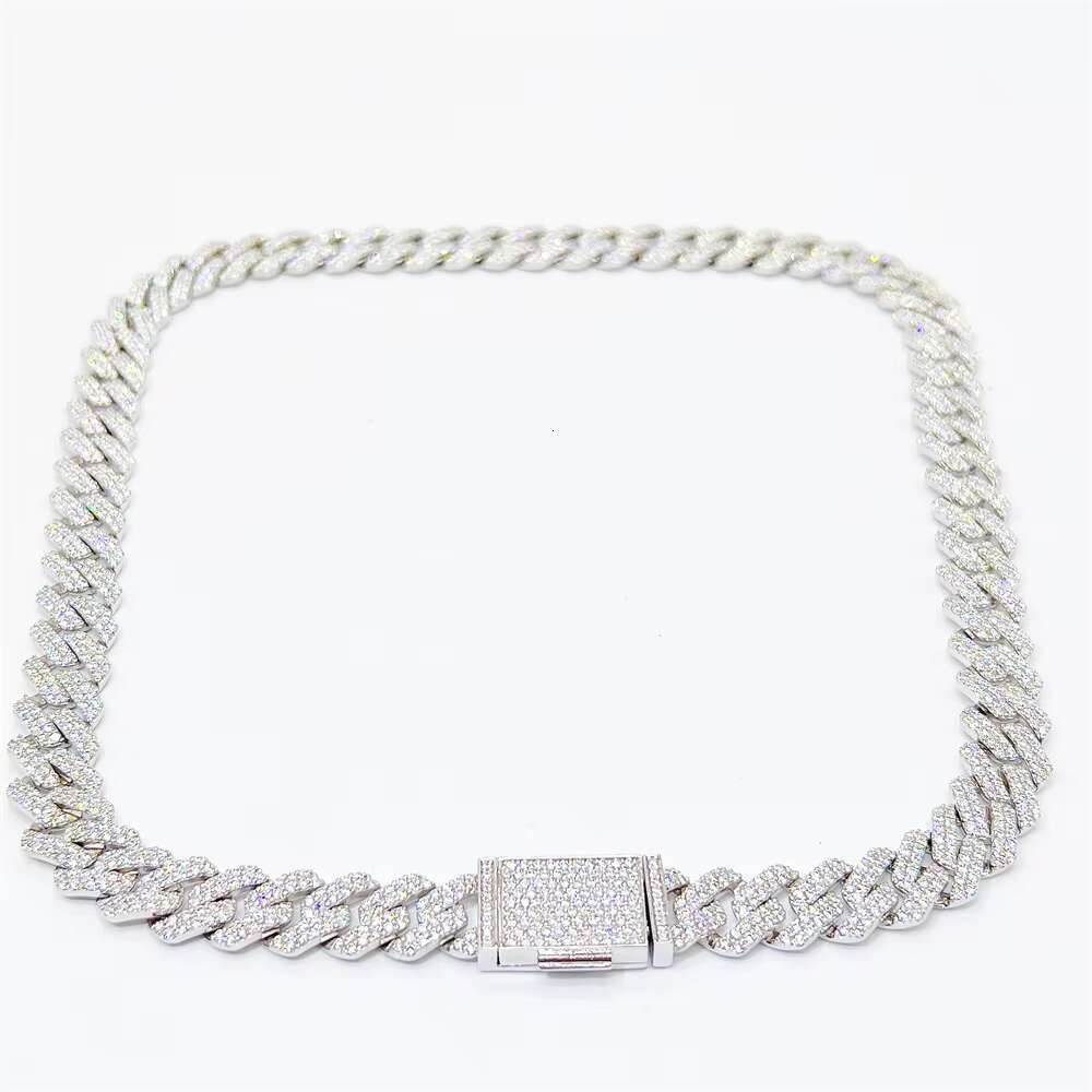 2022 Best Selling 12mm 2 Row Iced Out Flawless Moissanite Diamond Miami Cuban Link Chain
