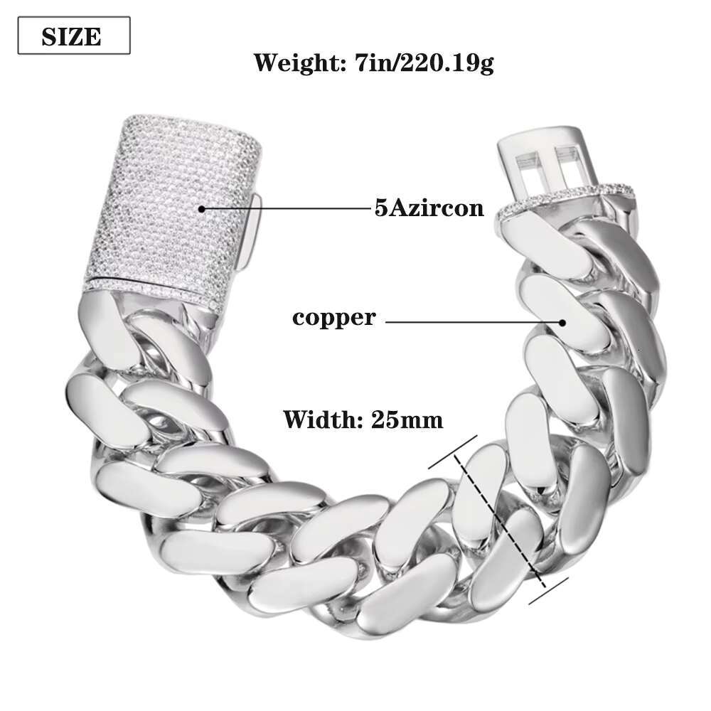 Mens Copper Cuban Link Chain Bracelet with High-Quality Cubic Zirconia Stones Elegantly Plated in 18K Gold for a Regal Look